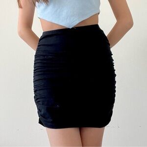 Aritzia TNA Black Ruched Pencil Skirt